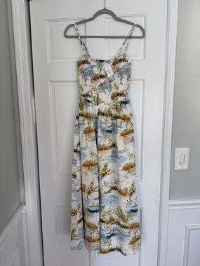 Women's A&F Sydney Smocked Dipped-Waist Midi Dress - XS